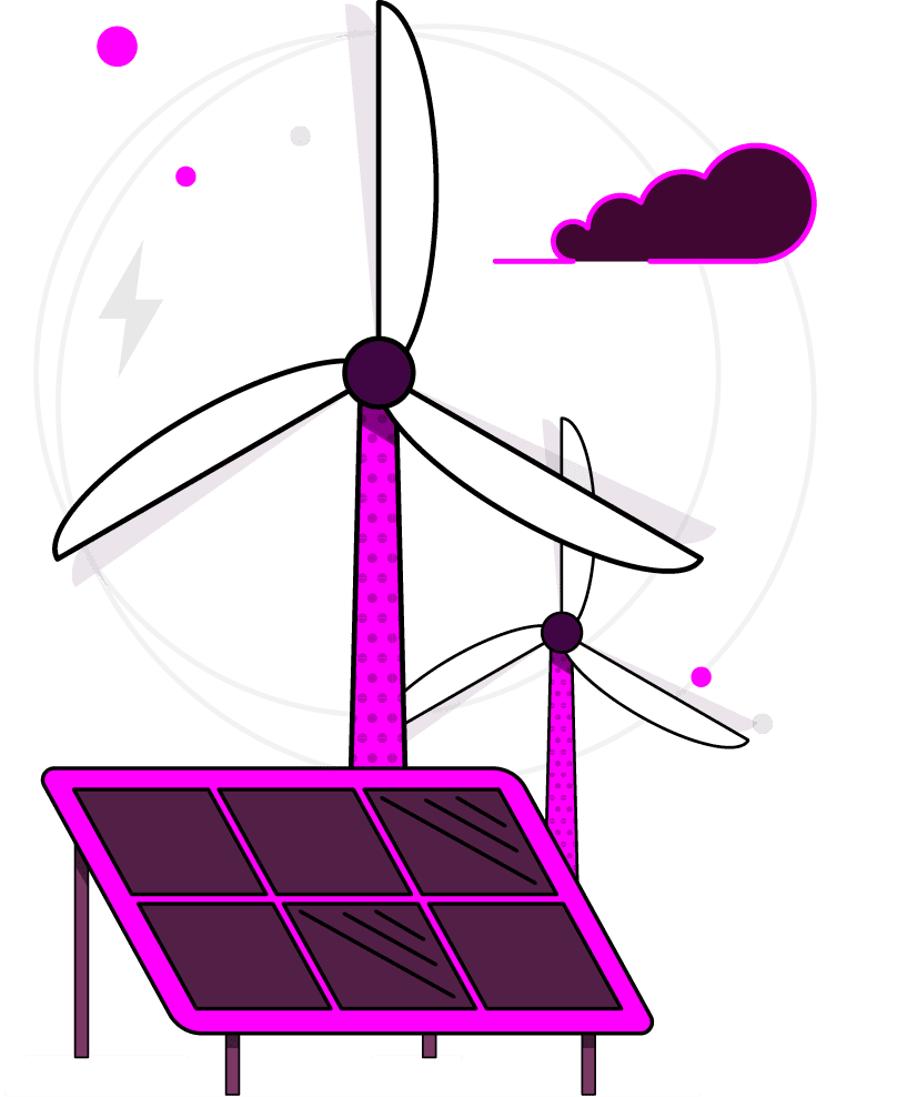 A windmill with a solar panel on top. Description generated by AI