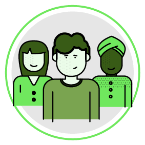 A man and two women are standing together. Description generated by AI