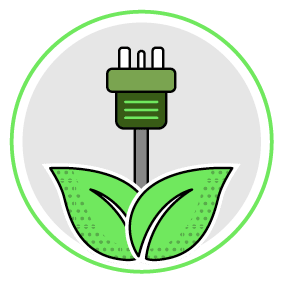 A green leaf with a green plug in it. Description generated by AI