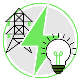 A green light bulb with a green and white circle around it. Description generated by AI