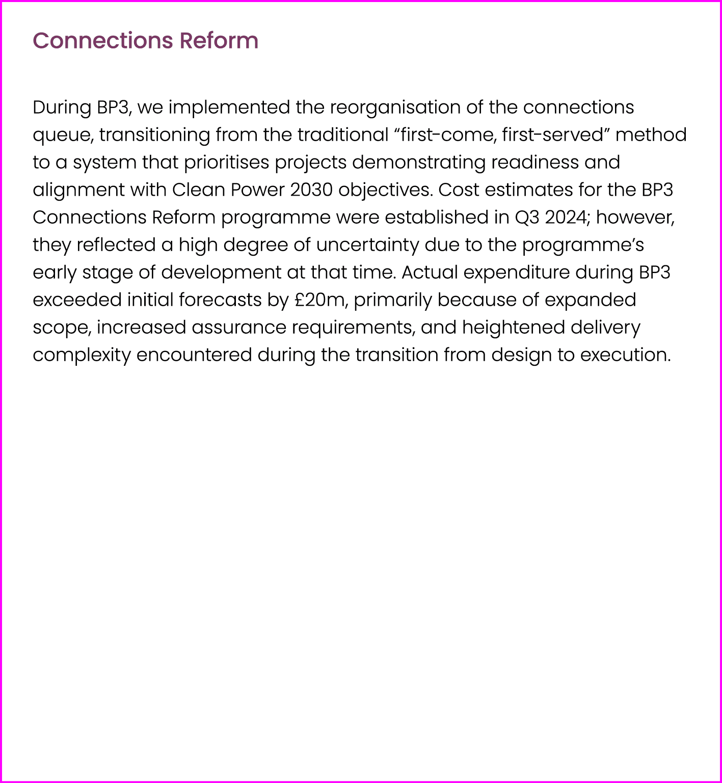 Connections Reform During BP3, we implemented the reorganisation of the connections queue, transitioning from the tra...