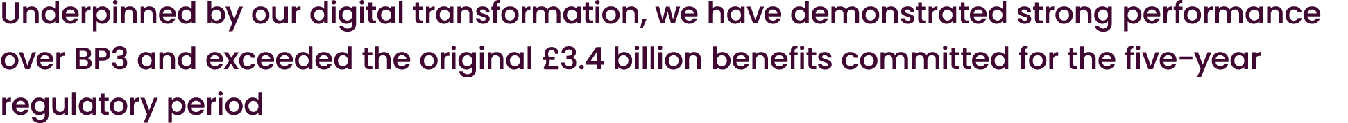 Underpinned by our digital transformation, we have demonstrated strong performance over BP3 and exceeded the original...