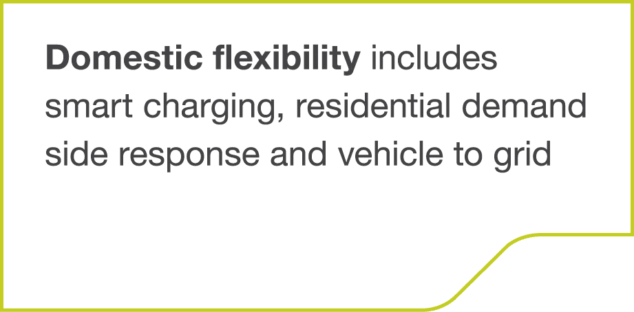Domestic flexibility includes smart charging, residential demand side response and vehicle to grid