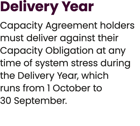 Delivery Year Capacity Agreement holders must deliver against their Capacity Obligation at any time of system stress ...