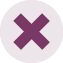 A purple X symbol centered on a light gray circular background.