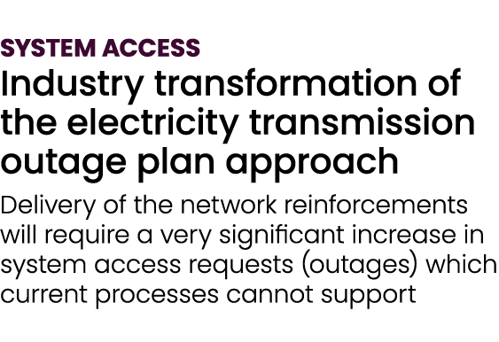 SYSTEM ACCESS Industry transformation of the electricity transmission outage plan approach Delivery of the network re...