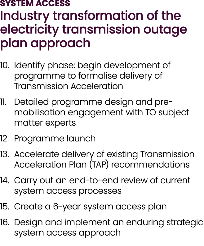 SYSTEM ACCESS Industry transformation of the electricity transmission outage plan approach 10. Identify phase: begin ...