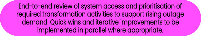 End to end review of system access and prioritisation of required transformation activities to support rising outage ...