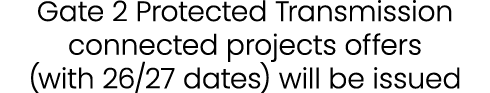 Gate 2 Protected Transmission connected projects offers (with 26/27 dates) will be issued