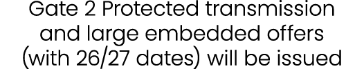 Gate 2 Protected transmission and large embedded offers (with 26/27 dates) will be issued