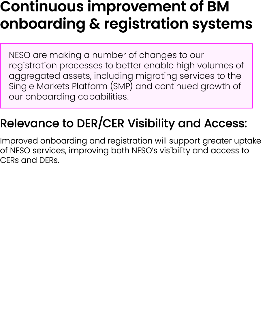 Continuous improvement of BM onboarding & registration systems ￼ Relevance to DER/CER Visibility and Access: Improved...