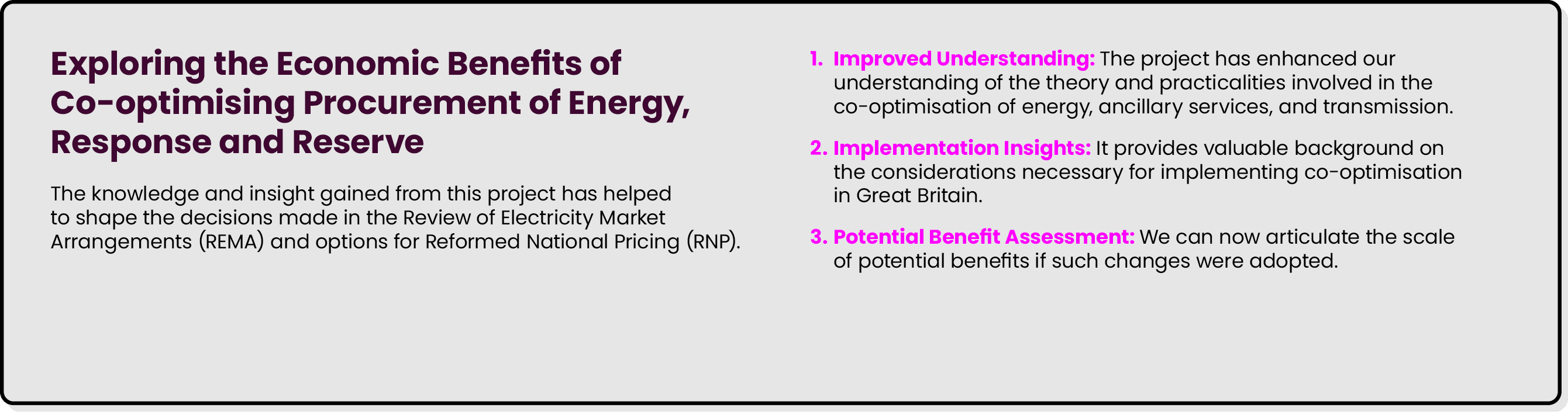 Exploring the Economic Benefits of Co optimising Procurement of Energy, Response and Reserve The knowledge and insigh...