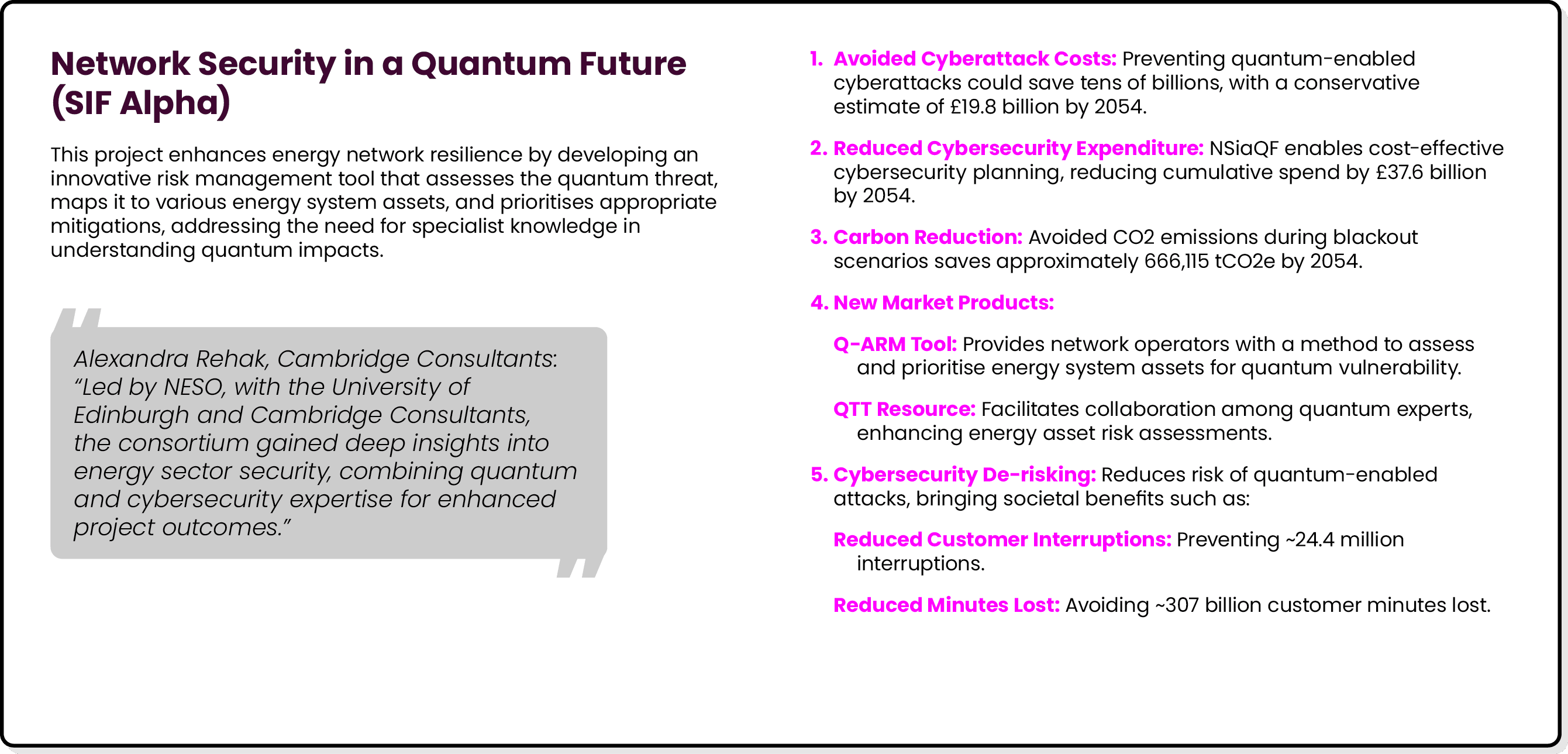 Network Security in a Quantum Future (SIF Alpha) This project enhances energy network resilience by developing an inn...