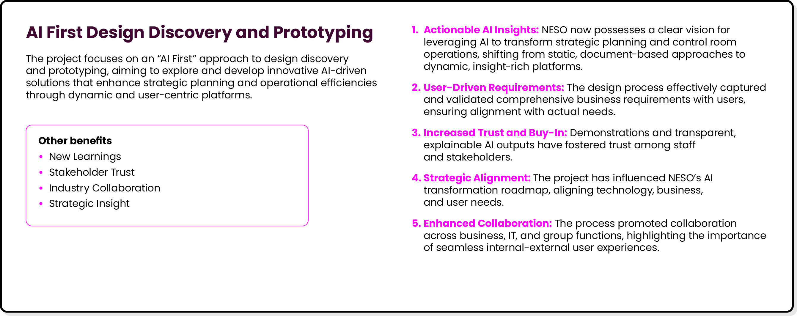 AI First Design Discovery and Prototyping The project focuses on an “AI First” approach to design discovery and proto...