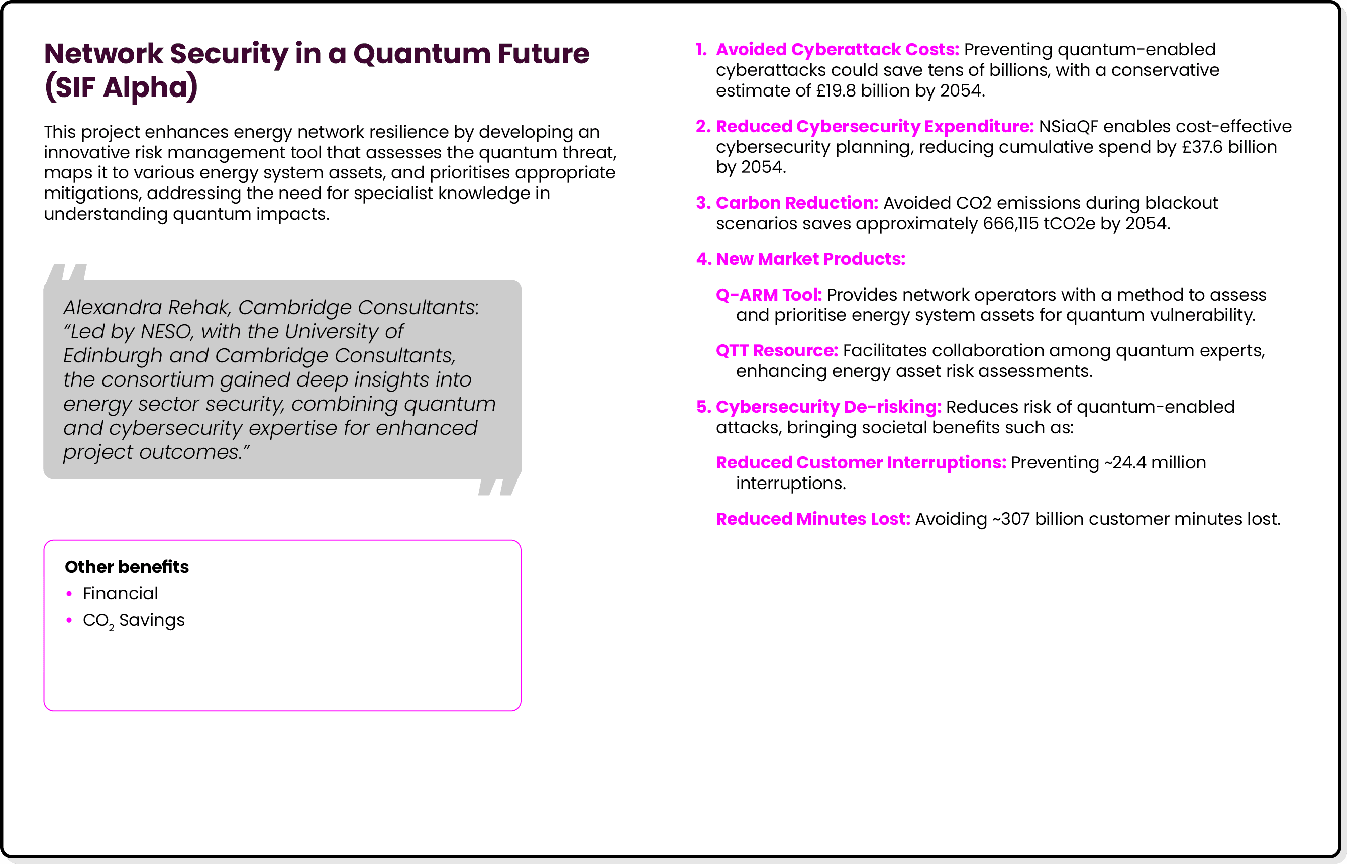 Network Security in a Quantum Future (SIF Alpha) This project enhances energy network resilience by developing an inn...