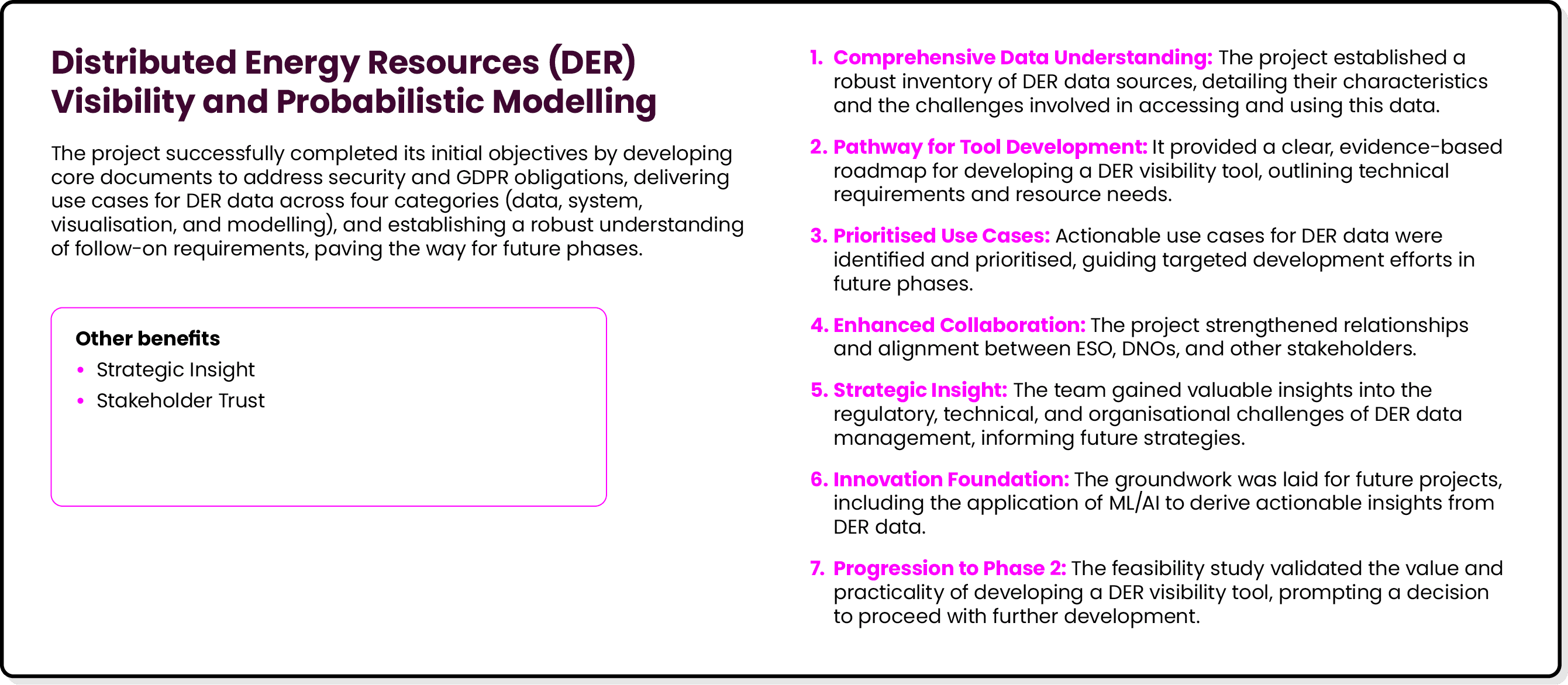 Distributed Energy Resources (DER) Visibility and Probabilistic Modelling The project successfully completed its init...