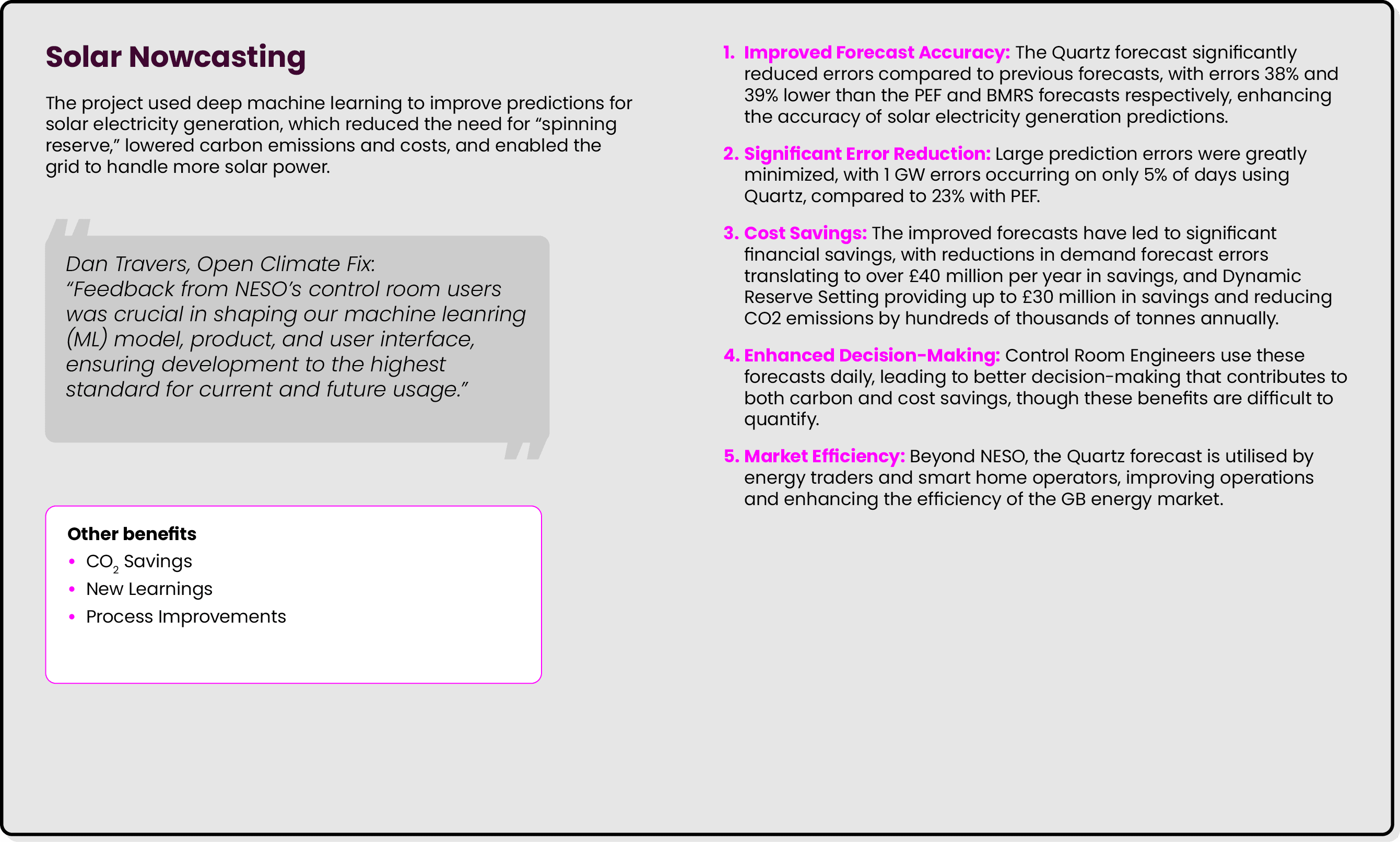 Solar Nowcasting The project used deep machine learning to improve predictions for solar electricity generation, whic...