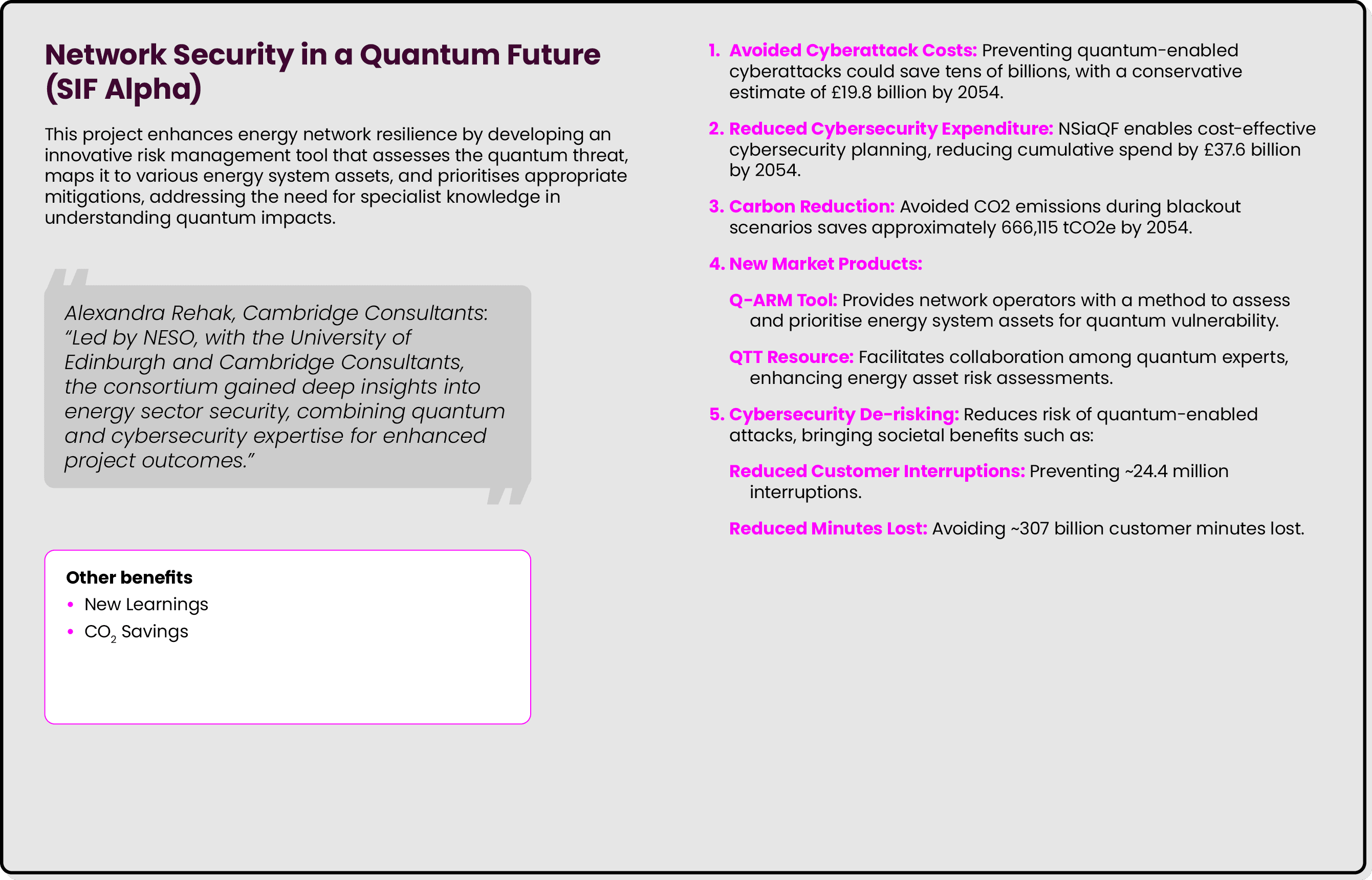 Network Security in a Quantum Future (SIF Alpha) This project enhances energy network resilience by developing an inn...