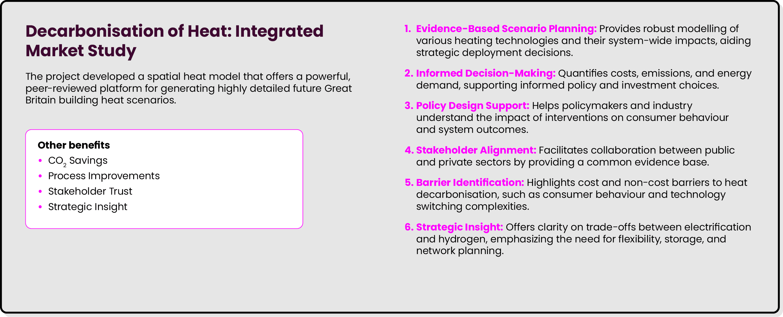 Decarbonisation of Heat: Integrated Market Study The project developed a spatial heat model that offers a powerful, p...