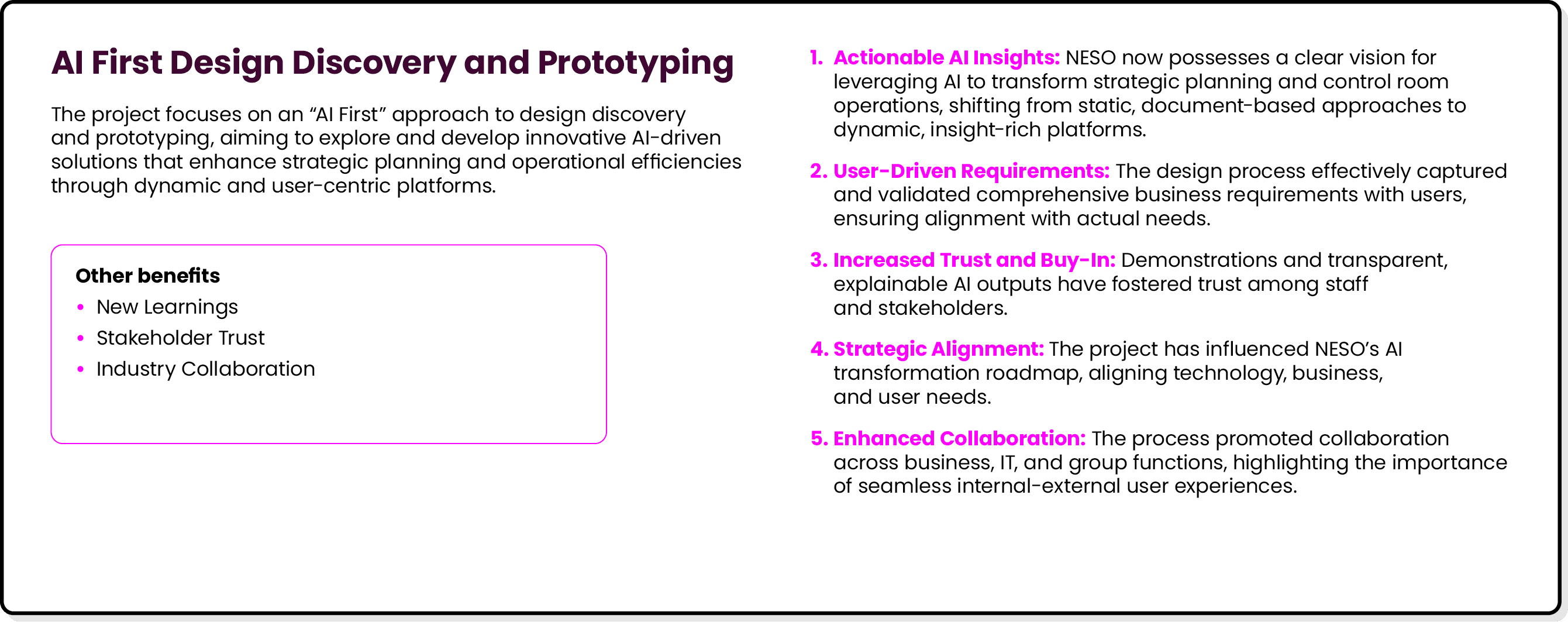 AI First Design Discovery and Prototyping The project focuses on an “AI First” approach to design discovery and proto...