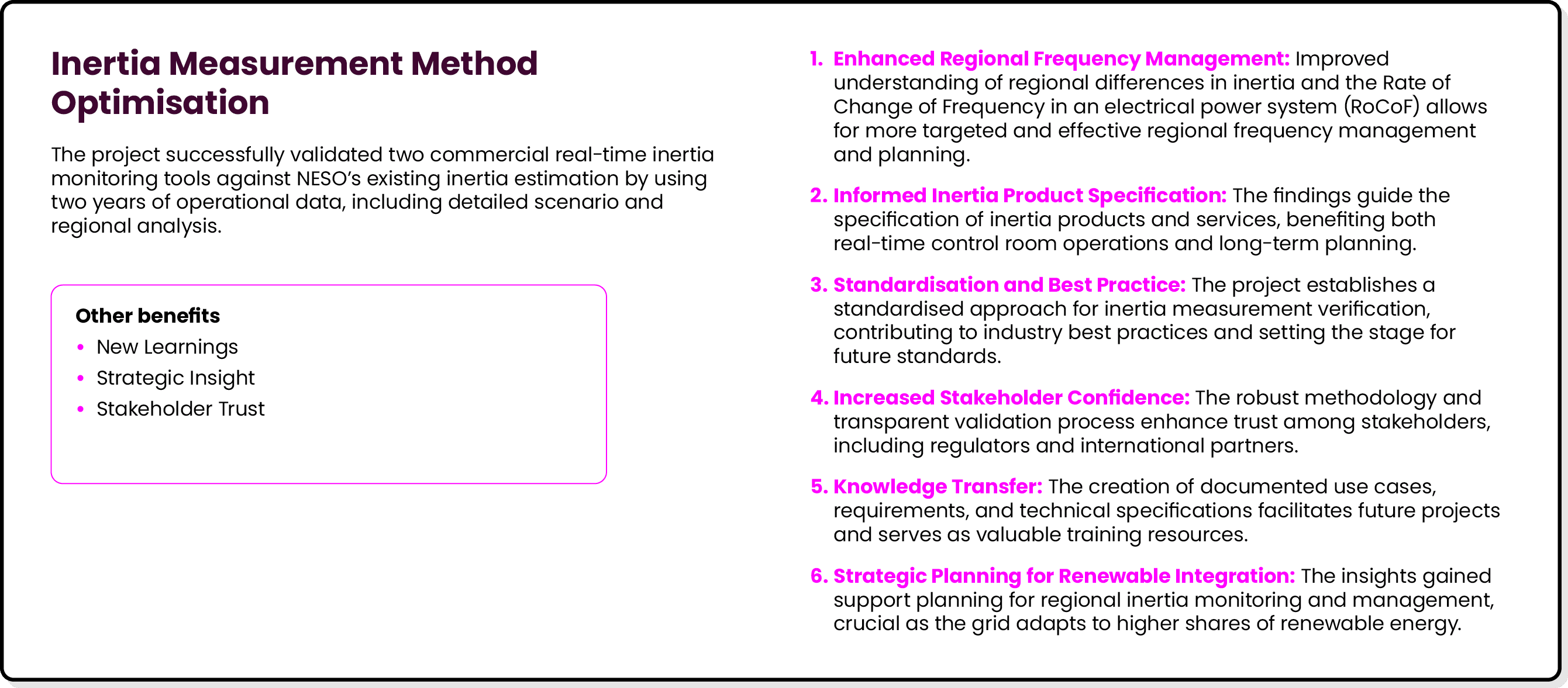 Inertia Measurement Method Optimisation The project successfully validated two commercial real time inertia monitorin...