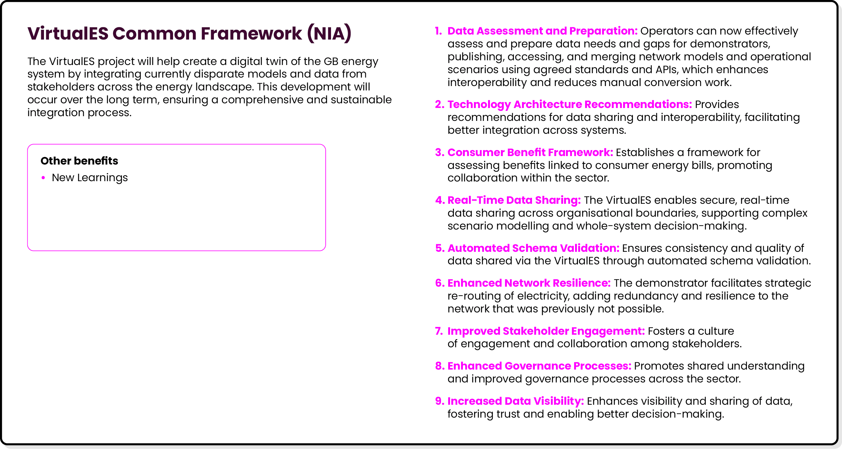 VirtualES Common Framework (NIA) The VirtualES project will help create a digital twin of the GB energy system by int...