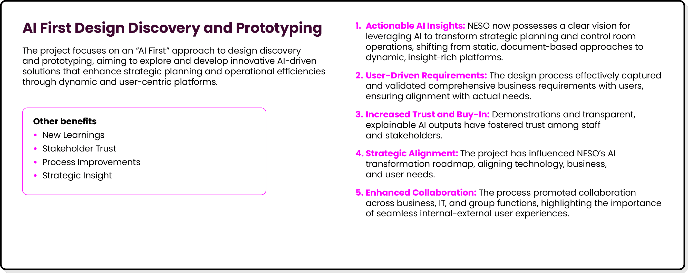 AI First Design Discovery and Prototyping The project focuses on an “AI First” approach to design discovery and proto...
