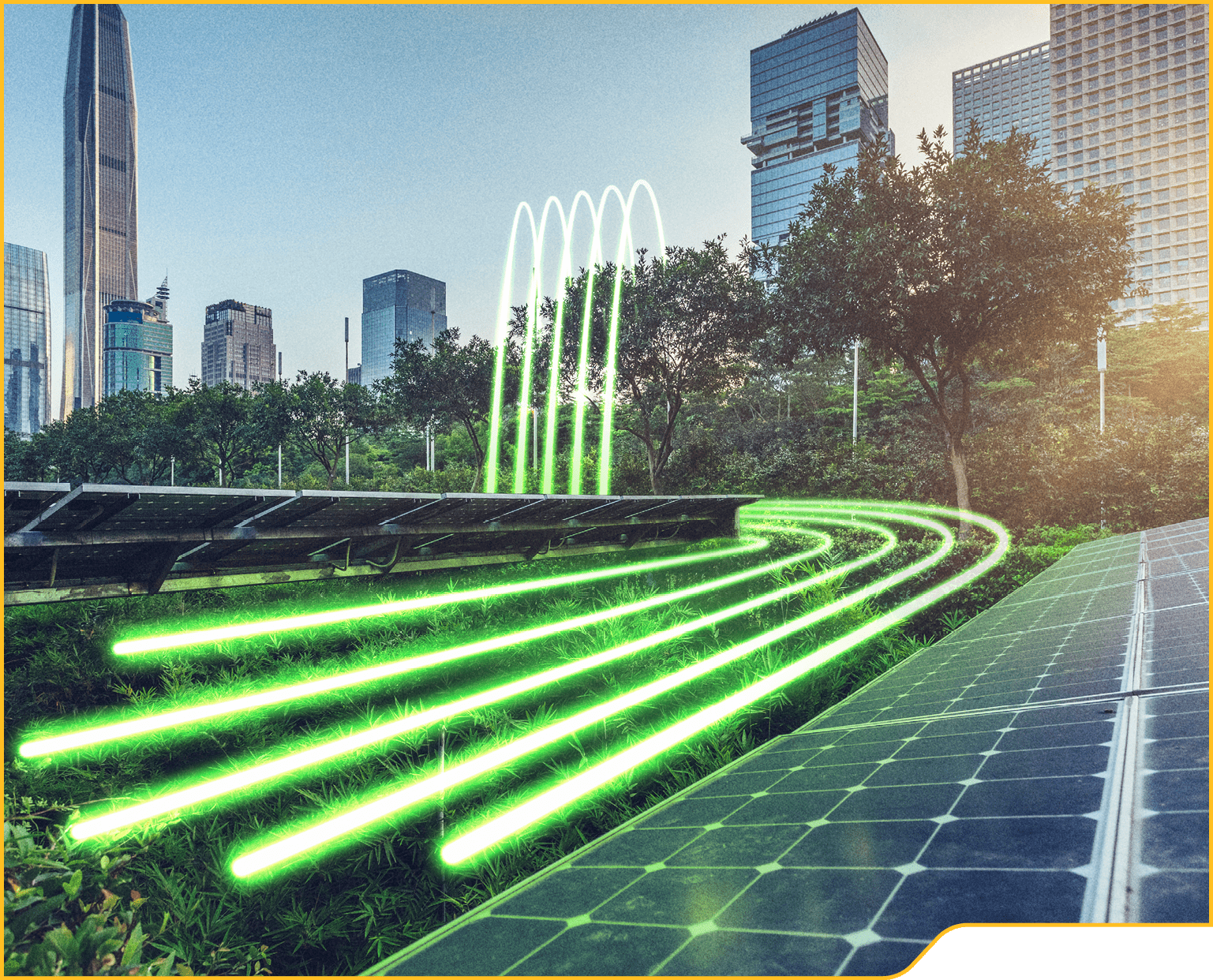 Roof top solar installation with shenzhen downtown skyline view as background,China.