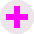 A pink and white medical symbol. Description generated by AI