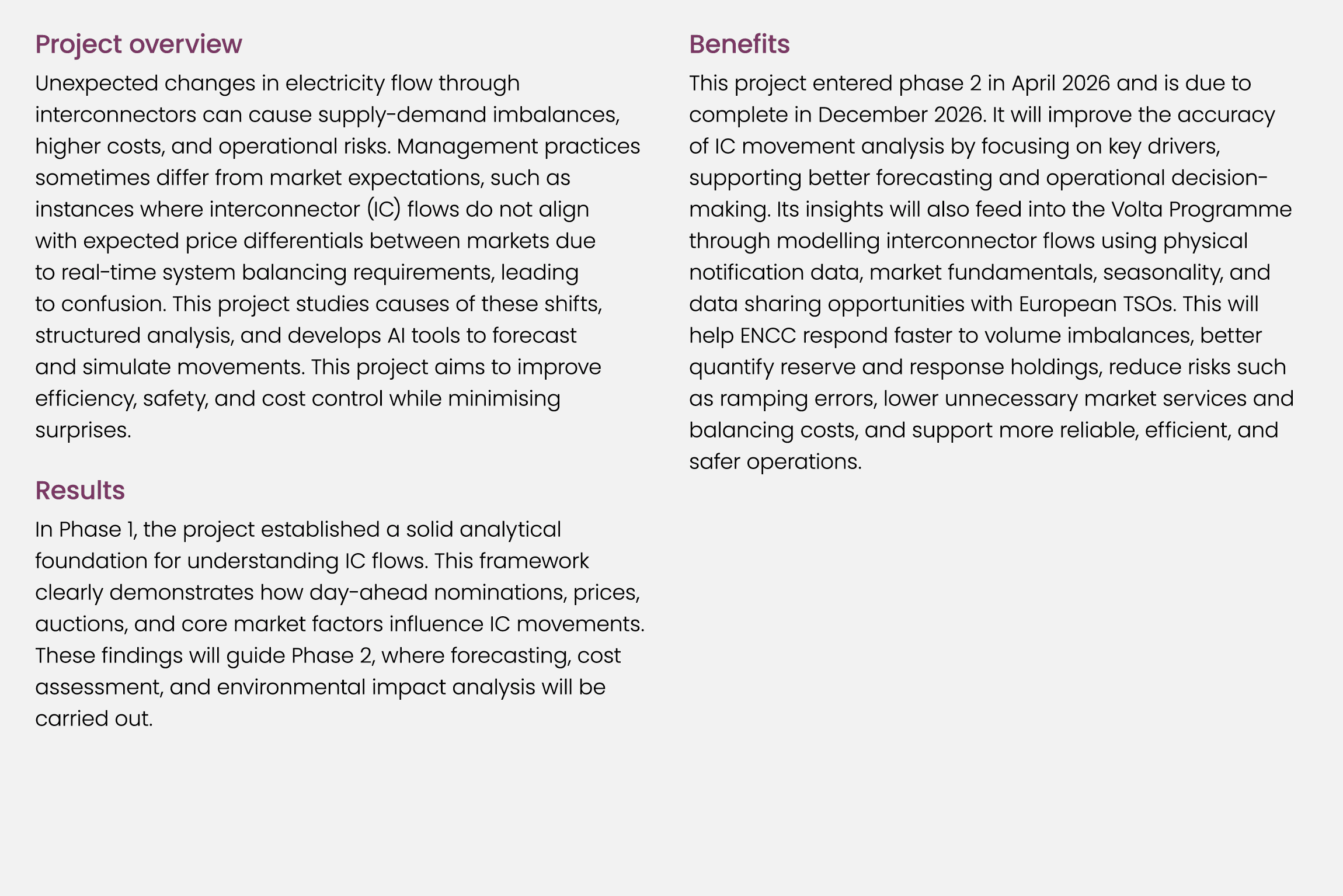 Project overview Unexpected changes in electricity flow through interconnectors can cause supply demand imbalances, h...
