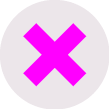 A pink circle with a black x in it. Description generated by AI