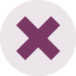 A purple circle with a white x in it. Description generated by AI