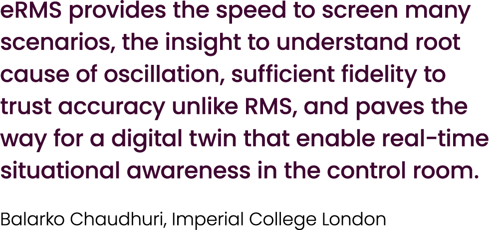 eRMS provides the speed to screen many scenarios, the insight to understand root cause of oscillation, sufficient fid...