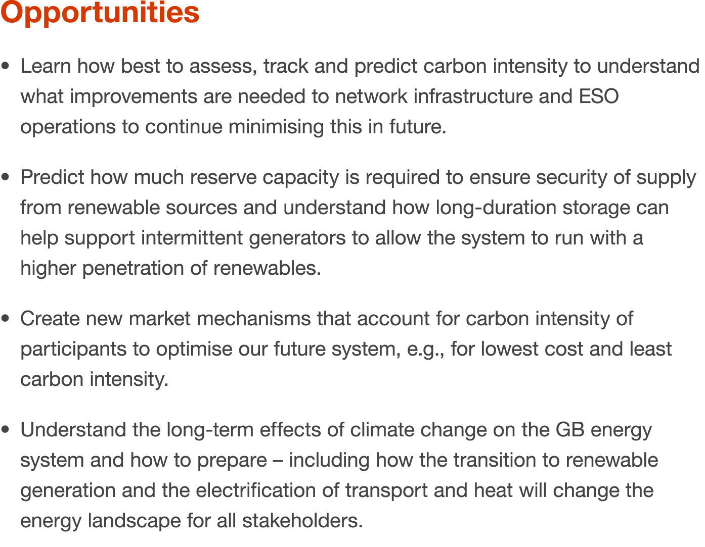 Opportunities    Learn how best to assess, track and predict carbon intensity to understand what improvements are nee   