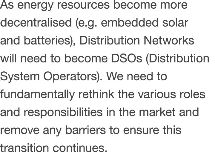 As energy resources become more decentralised (e g  embedded solar and batteries), Distribution Networks will need to   