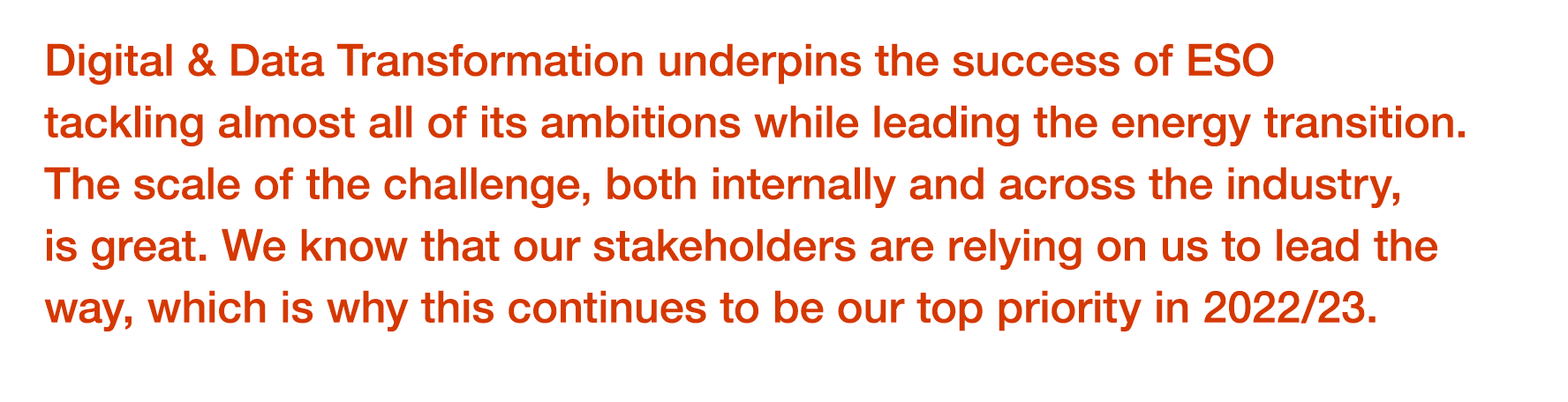 Digital & Data Transformation underpins the success of ESO tackling almost all of its ambitions while leading the ene   