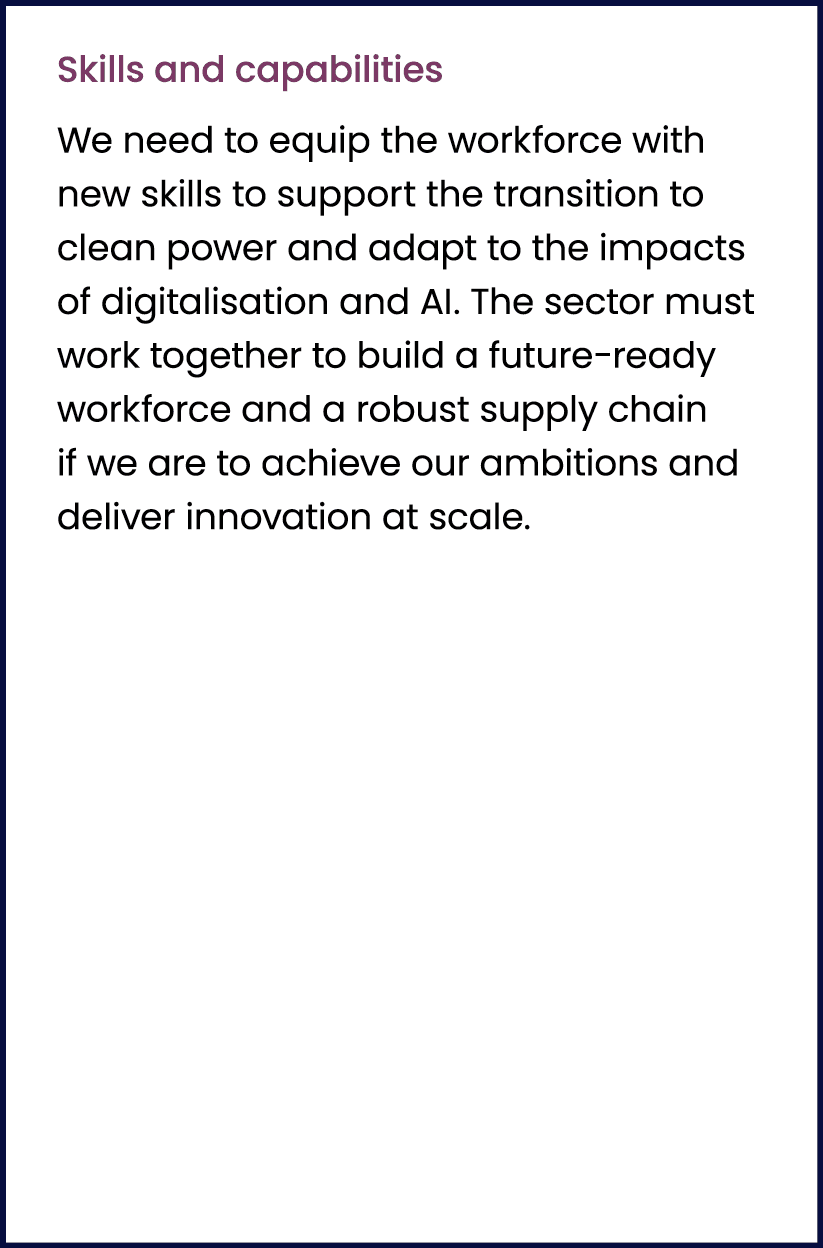 Skills and capabilities We need to equip the workforce with new skills to support the transition to clean power and a...
