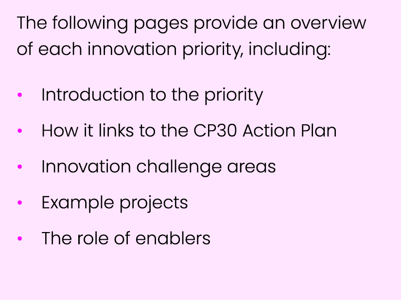 The following pages provide an overview of each innovation priority, including: • Introduction to the priority • How ...