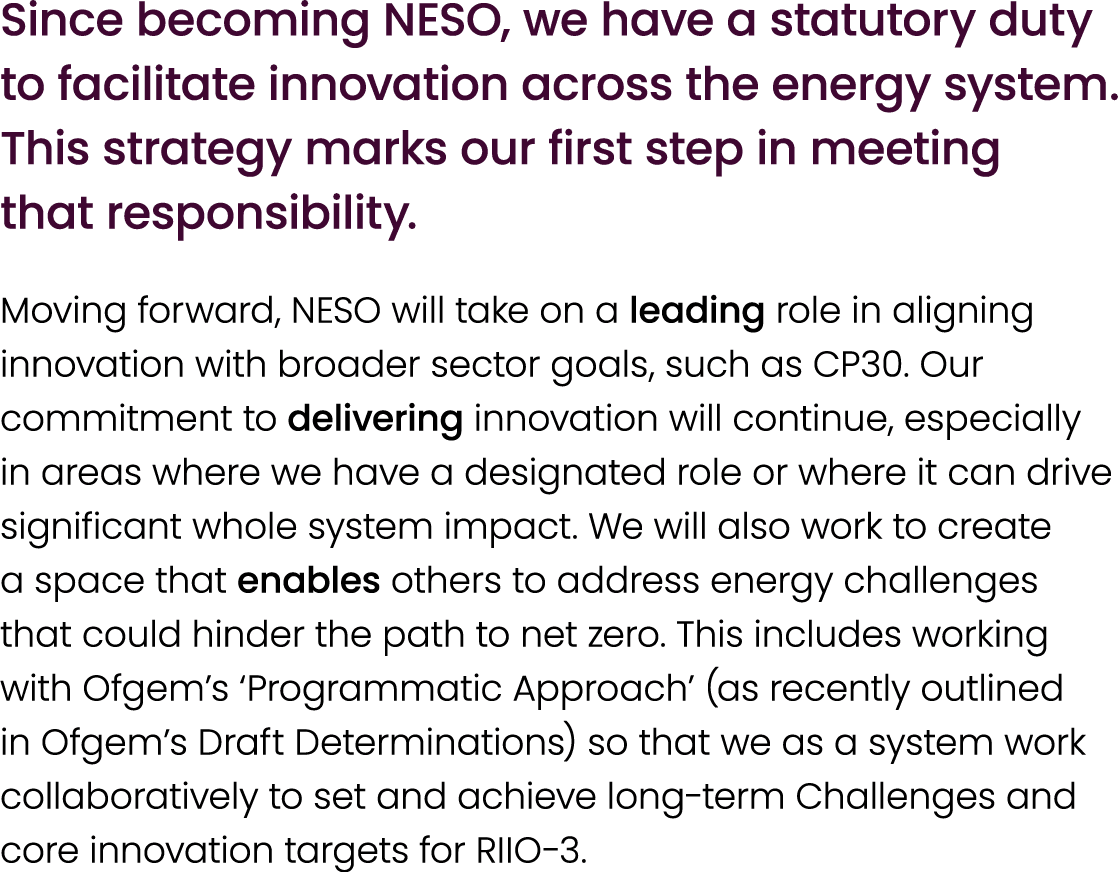Since becoming NESO, we have a statutory duty to facilitate innovation across the energy system. This strategy marks ...