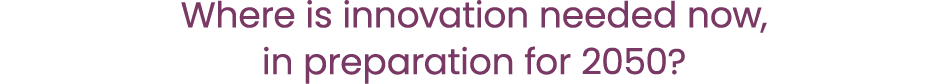 Where is innovation needed now, in preparation for 2050?