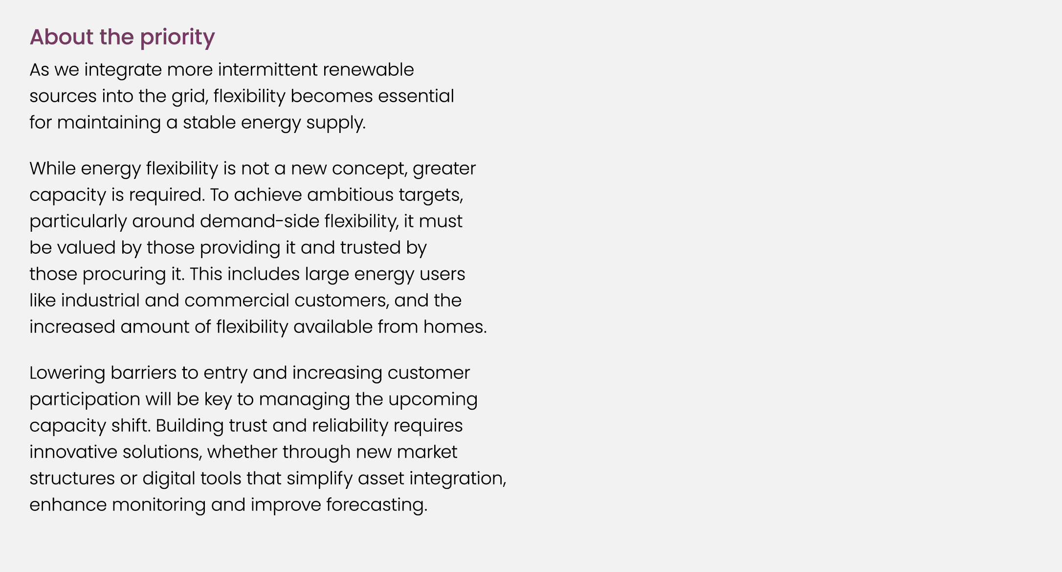 About the priority As we integrate more intermittent renewable sources into the grid, flexibility becomes essential f...