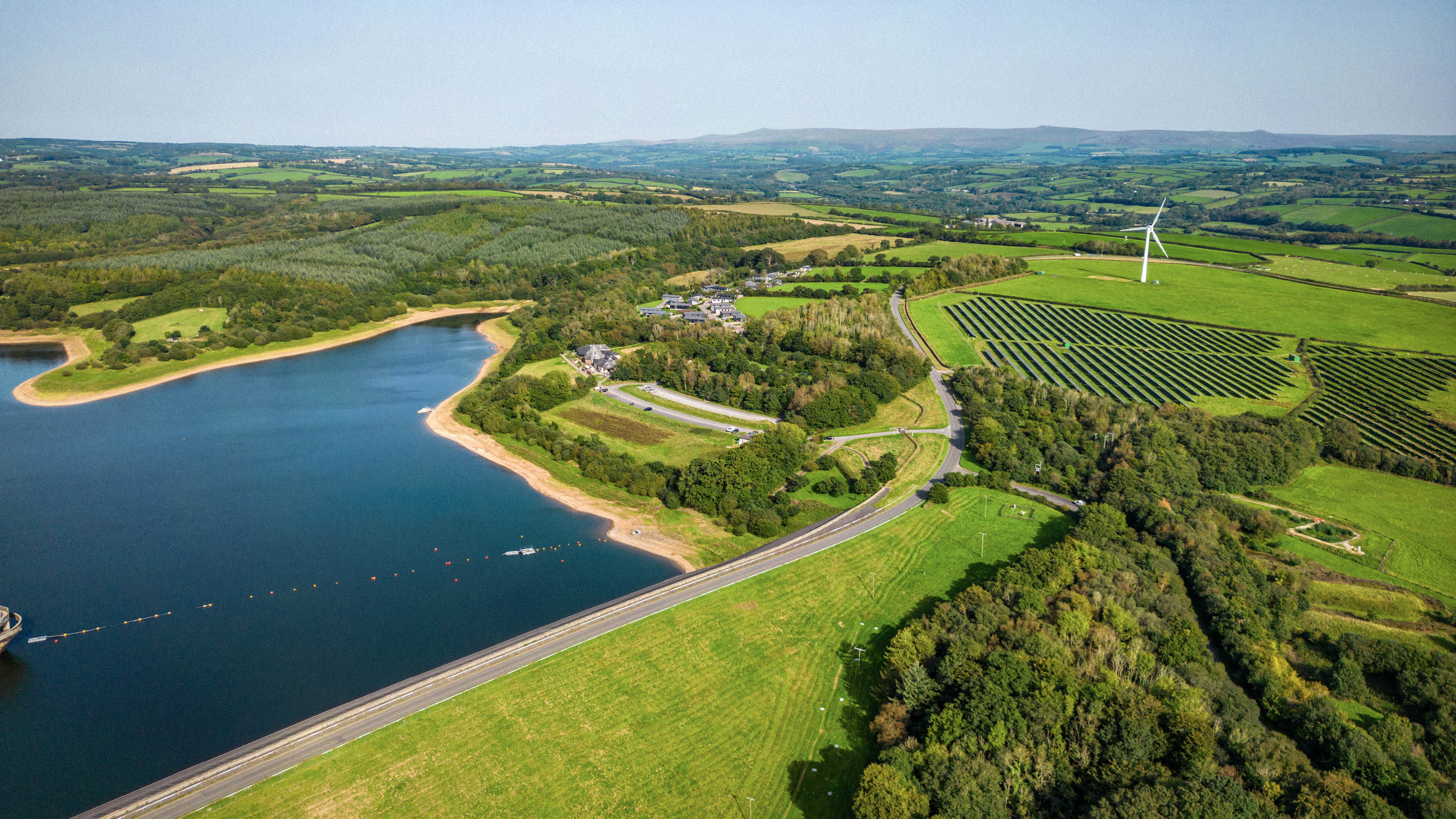 Roadford Reservoir and Solar Farm in Devon