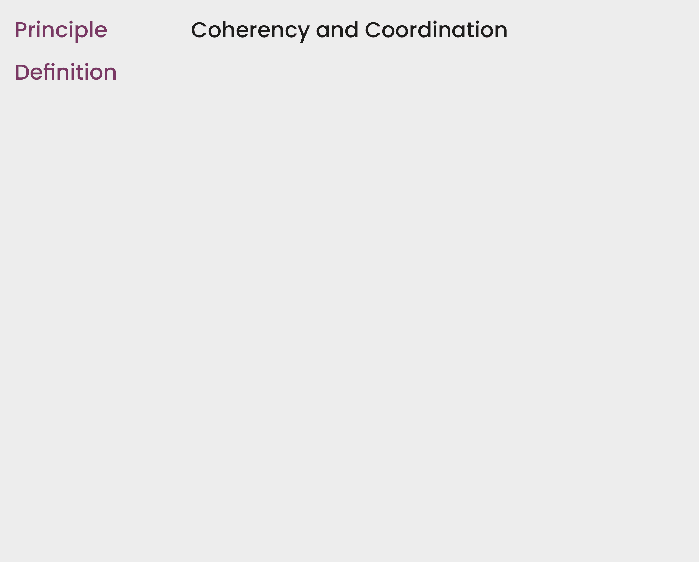 Principle,,Coherency and Coordination,Definition,,