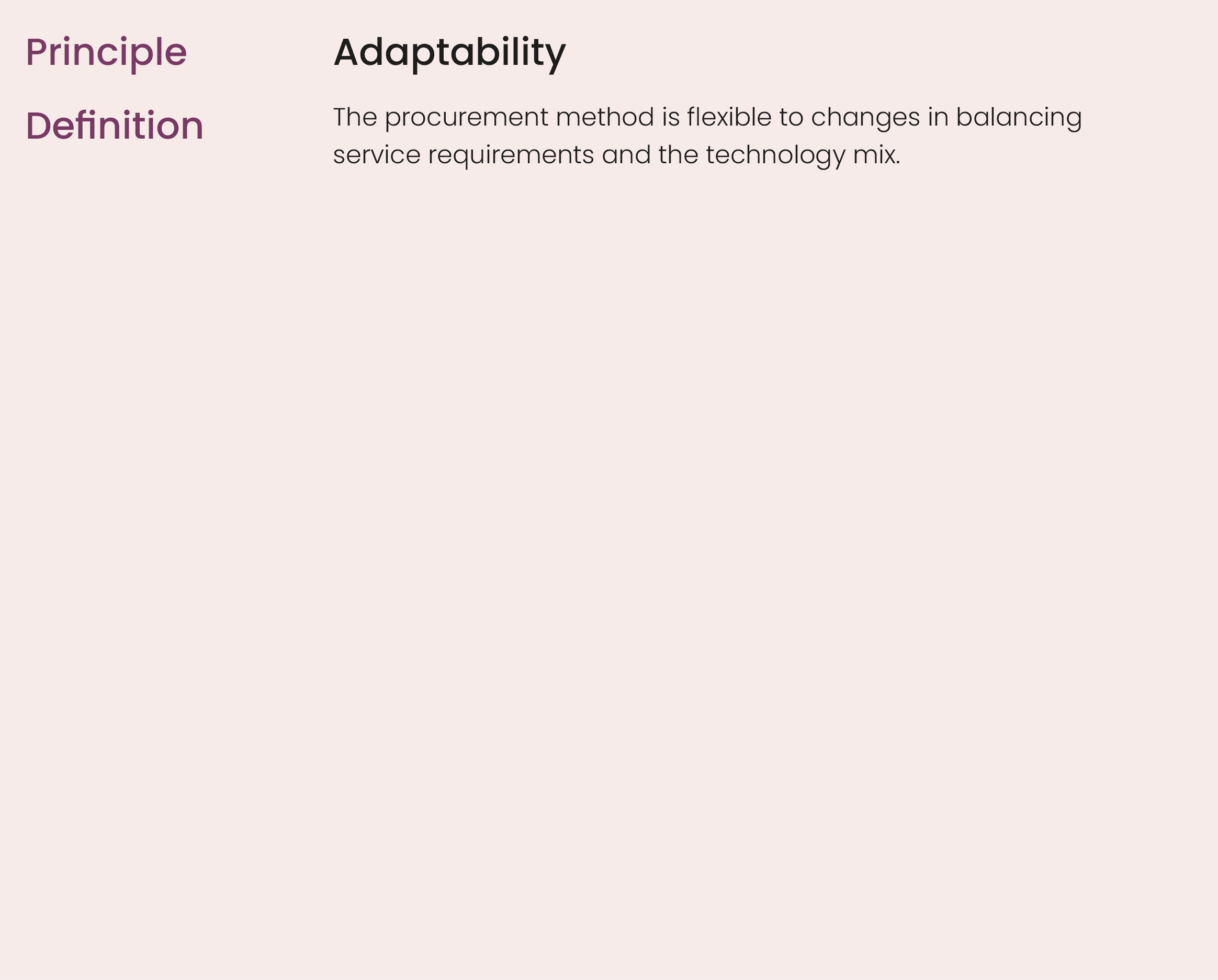 Principle,,Adaptability,Definition,,The procurement method is flexible to changes in balancing service requirements a...