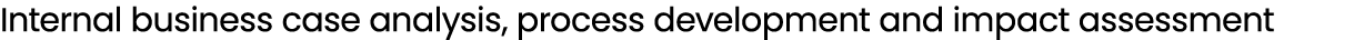 Internal business case analysis, process development and impact assessment