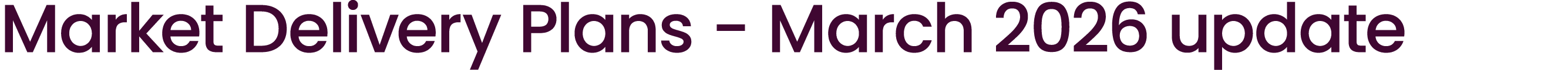 Market Delivery Plans March 2026 update