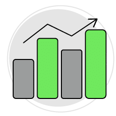 A graph with a green line pointing upwards. AI generated content