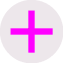 A pink and purple circle with a plus sign in the middle. AI generated content