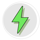 A green lightning bolt on a white background. AI generated content