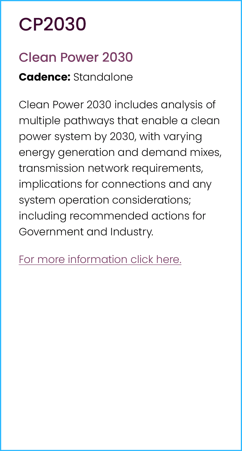 CP2030 Clean Power 2030 Cadence: Standalone Clean Power 2030 includes analysis of multiple pathways that enable a cle...